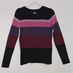 Women's Lane Bryant Black Purple Striped Sweater Size 14